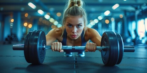 Embodiment of Strength and Determination: An Athlete's Intense Focus Before a Kettlebell Workout in a Gym, Generative AI
