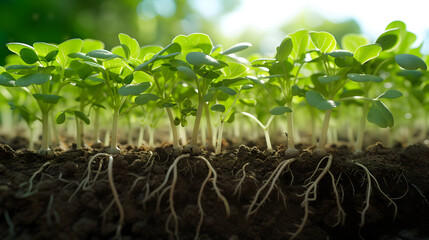 Vibrant Seedling Growth in Fertile Soil with Sunlight