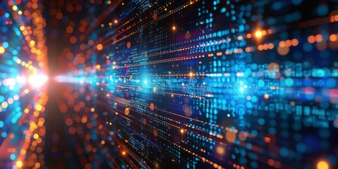 Digital Deluge: A Sea of Binary Code Representing the Endless Flow of Information in the Virtual Realm, Generative AI