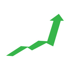 Growing business 3d green arrow on white. Profit arow Vector illustration.Business concept, growing chart. Concept of sales symbol icon with arrow moving up. Economic Arrow With Growing Trend.
