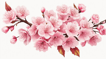 Fototapeta na wymiar Illustration of beautiful pink flower on branch