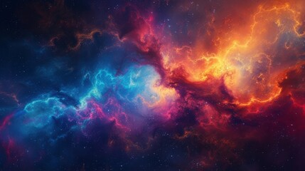 Space with bright colors, and an intense blue