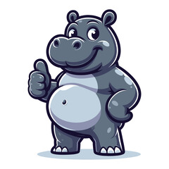 Obraz na płótnie Canvas Cute adorable hippopotamus cartoon mascot character vector illustration, hippo flat design template isolated on white background