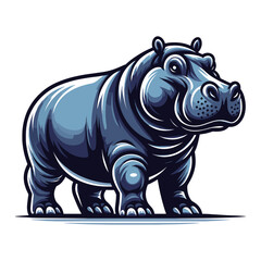 Fototapeta premium Wild animal hippopotamus design vector, zoology illustration, hippo flat design template isolated on white background