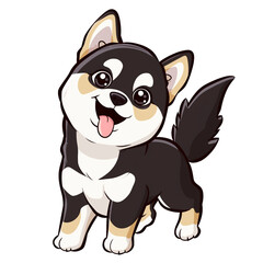 Obraz premium cute cartoon japanese dog Generative Ai