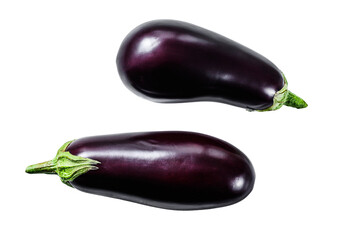 Raw purple eggplant. Organic vegetables.  Isolated, Transparent background.