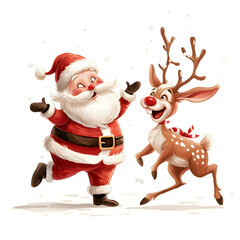 santa with dear dancing in new year