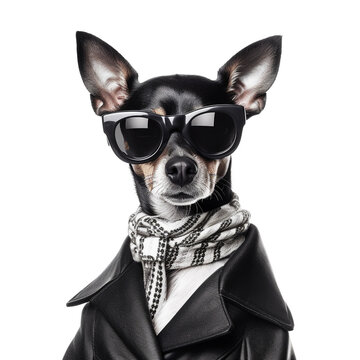 Fashion dog portrait isolated on transparent background