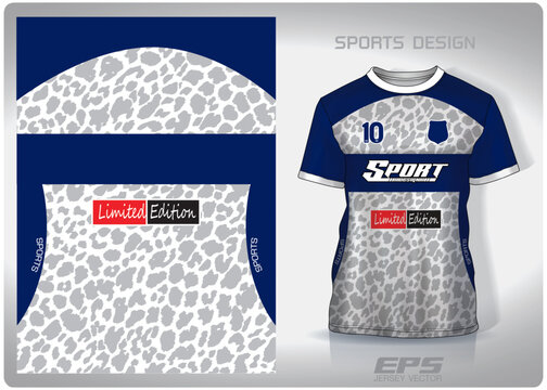 Vector sports shirt background image.gray leopard print with blue band pattern design, illustration, textile background for sports t-shirt, football jersey shirt.eps