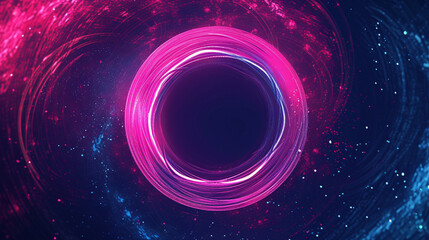 Geometric circles of neon bright colors on a dark background.