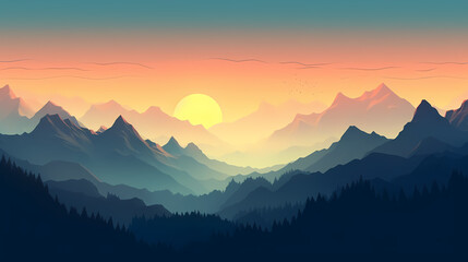 Majestic mountains, panoramic peaks PPT background