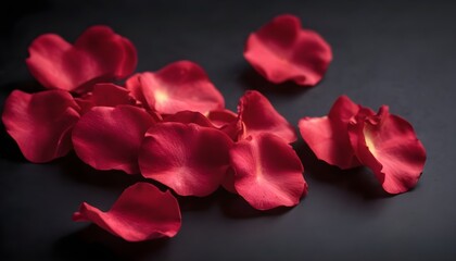 Closeup of red rose petals, dark background 
