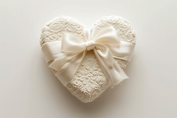 Lace-Textured Heart Gift with Satin Bow White Day