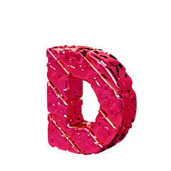 The pink unpolished 3d symbol turned to the left. letter d