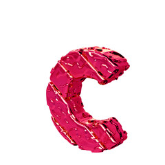 The pink unpolished 3d symbol turned to the left. letter c