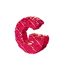 The pink unpolished 3d symbol turned to the left. letter g