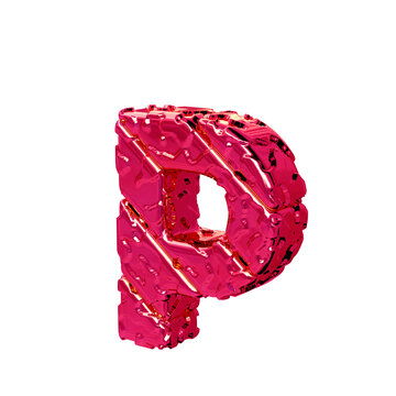 The pink unpolished 3d symbol turned to the left. letter p