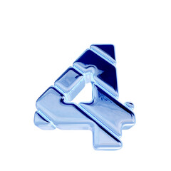 3d symbol made of blue ice diagonal blocks. number 4