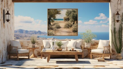 Obraz premium White sofas with tan cushions UHD wallpaper