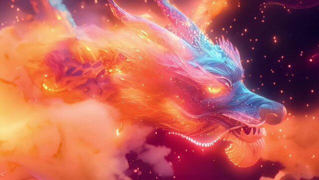 Happy Chinese New Year, year of the Dragon background decoration, wealth and a Happy New Year. Asian and traditional culture concept Golden dragon 4k 2024 Chinese dragon