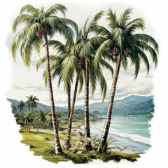 Fototapeta na wymiar Tropical Palm Trees on a Peaceful Beach