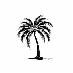 Elegant Black and White Palm Tree Illustration

