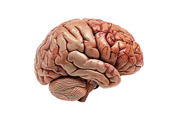 Brain organ isolated on transparent white background.