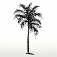 Obraz premium Hand-Drawn Palm Tree Illustration on White Background