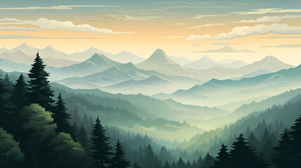 Majestic mountains, panoramic peaks PPT background