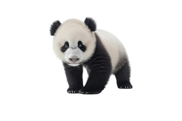 Naklejka premium Playful panda isolated on white transparent background.