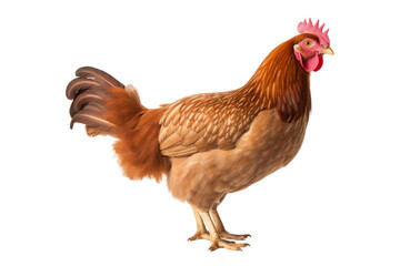 Fototapeta premium Chicken, farming for protein, meat, isolated on white transparent background.