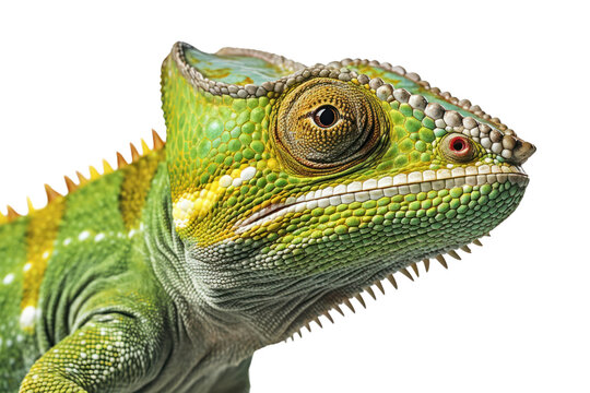 Chameleon, very beautiful isolated on white transparent background.