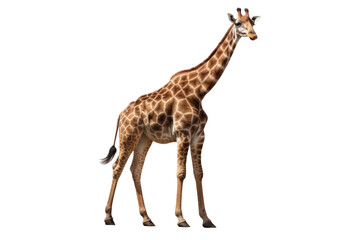 African Angolan giraffe animal isolated on white transparent background.