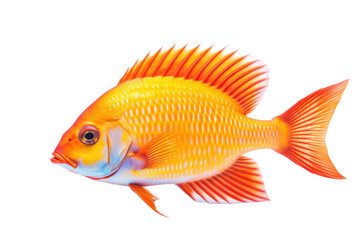 Fototapeta premium single fish, brightly colored, beautiful Amazing underwater creatures isolated on white transparent background.