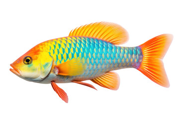 Fototapeta premium single fish, brightly colored, beautiful Amazing underwater creatures isolated on white transparent background.