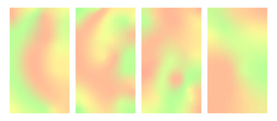 Obraz premium Y2k aesthetic. Blurry abstract backgrounds. Holographic vertical stories, cover templates design set for social media posts and stories banners. Vector illustrations with gradient mesh in retro style.