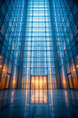 A vertical photo capturing the interior of a tall building, emphasizing height and space. Concept of architectural interior photography in vertical format. Generative Ai.