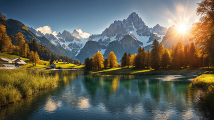 Obraz premium Watzmann mountain sunny day.
