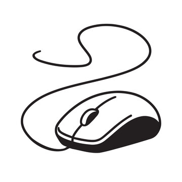 Drawing a continuous line. Computer mouse. Linear style.