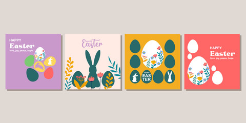 Happy Easter Card Collection. vector illustration