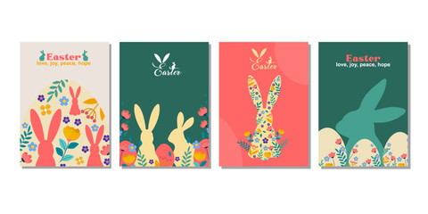 happy easter greeting card  fashion  commercial  banner, cover, social media with flat design. vector illustration