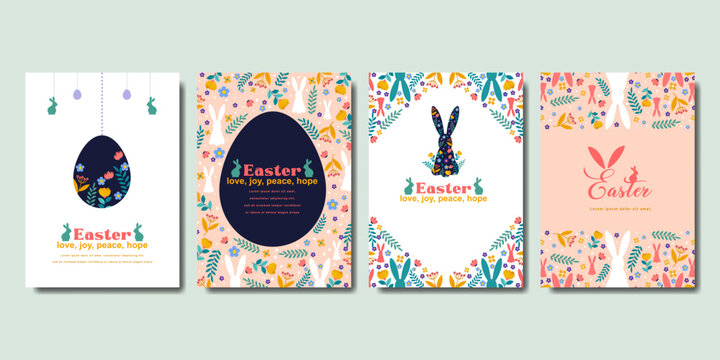happy easter greeting card  fashion  commercial  banner, cover, social media with flat design. vector illustration