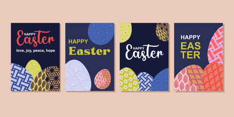 happy easter greeting card  fashion  commercial  banner, cover, social media with flat design. vector illustration