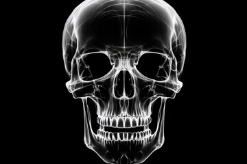 An x-ray image of a human skull on a black background, X-ray image of a human skull, AI Generated