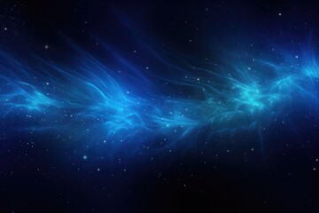 Abstract space background with blue nebula and stars. 3D rendering, Show a dark blue and glowing particle abstract background, AI Generated
