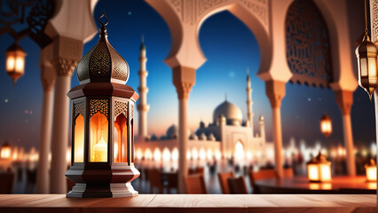 arabic lantern of ramadan celebration background illustration - obrazy, fototapety, plakaty