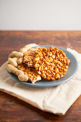 Plate of traditional peanut brittle or palanqueta, mexican candy
