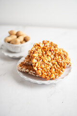 Stack of traditional palanqueta or peanut brittle candy from mexico