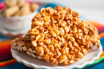 Palanqueta, typical Mexican sweet peanut crunchy palanqueta
