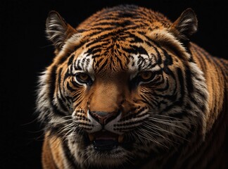 Tiger on Black Background